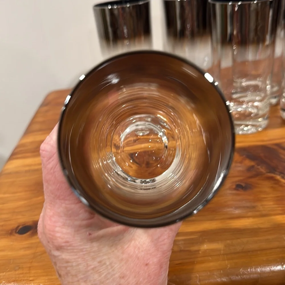 Vtg Mid Century Modern Dorothy Thorpe Style Mercury Fade Design Bar Glasses x 6